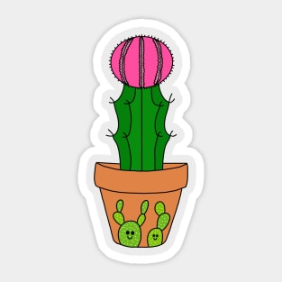 Cute Cactus Design #177: Hybrid Cactus In Cute Cacti Pot Sticker